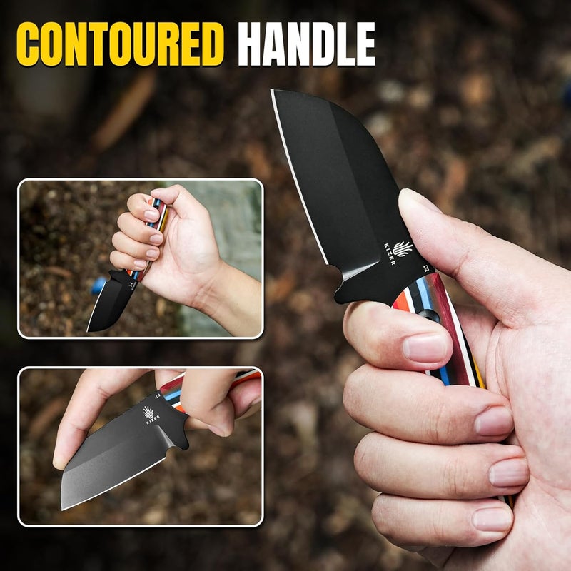 KIZER Deckhand Fixed Blade Knife with Sheath, D2 Blade Camping Knife G10 Handle, Fixed Blade EDC Knives for Men Women, Outdoor Hunting Hiking Survival Knives 1062M3 - Image 4